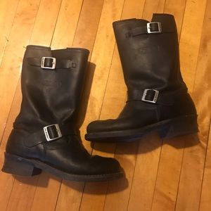 Women’s Black leather biker boots
